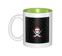 OKMIJNUHBY Pirate Dual-Sided Interior-Print Ceramic Mug - Elegant Handcrafted Ceramic Coffee Cup with Smooth Rim, Microwave-Safe Design & Vibrant Transparent Printing