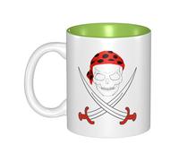 OKMIJNUHBY Pirate Dual-Sided Interior-Print Ceramic Mug - Elegant Handcrafted Ceramic Coffee Cup with Smooth Rim, Microwave-Safe Design & Vibrant Transparent Printing