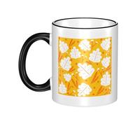 OKMIJNUHBY Plants,Leaf Dual-Sided Edge-Color Ceramic Mug - Premium Handcrafted Ceramic Coffee Mug with Vibrant Full-Edge Printed Design, Smooth Rim & Ergonomic Arc Handle for Home, Office & Gifting