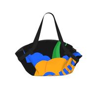 OKMIJNUHBY Pumpkin Superman Foldable Camping Tote Bag â€“ Premium All-Over Printed Round Picnic Blanket With Carry Handles, Waterproof Polyester Composite Fabric For Beach, Camping & Park Outings