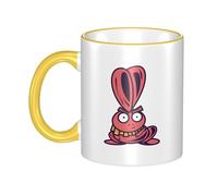 OKMIJNUHBY Rabbit Dual-Sided Edge-Color Ceramic Mug - Premium Handcrafted Ceramic Coffee Mug with Vibrant Full-Edge Printed Design, Smooth Rim & Ergonomic Arc Handle for Home, Office & Gifting