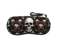 OKMIJNUHBY Skull Background Ultra Lightweight And Portable Soft Eyewear Case Versatile Dual Sided Printed Chloroprene Glasses Pouch For Travel, Makeup, Jewelry More