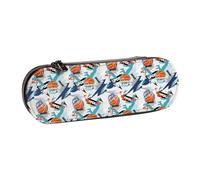 OKMIJNUHBY Slam Dunk Dynamic Geometry Premium Hard-Shell Leather Pencil Case â€“ Stylish Brown Faux-Leather Pen Bag with Pe Injection Shell, Velvet-Lined Organizer for Pens, Makeup & Small Essentials