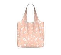 OKMIJNUHBY Small And Fresh Contracted Broken Flowers Reusable Foldable Shopping Bag - Full-Print Design Lightweight 25l Polyester Tote With Drawstring Closure & Built-In 7×10cm Compact Storage Pouch