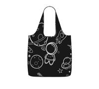 OKMIJNUHBY Small Universe Reusable Foldable Shopping Bag â€“ Full-Print Design Lightweight 25l Polyester Tote With Drawstring Closure & Built-In 7Ã-10cm Compact Storage Pouch