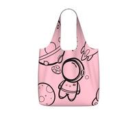 OKMIJNUHBY Small Universe Reusable Foldable Shopping Bag â€“ Full-Print Design Lightweight 25l Polyester Tote With Drawstring Closure & Built-In 7Ã-10cm Compact Storage Pouch