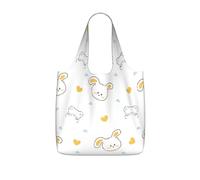 OKMIJNUHBY Stick Figure Cartoon Urbunny Reusable Foldable Shopping Bag â€“ Full-Print Design Lightweight 25l Polyester Tote With Drawstring Closure & Built-In 7Ã-10cm Compact Storage Pouch