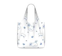 OKMIJNUHBY Stick Figure Cartoon Urbunny Reusable Foldable Shopping Bag â€“ Full-Print Design Lightweight 25l Polyester Tote With Drawstring Closure & Built-In 7Ã-10cm Compact Storage Pouch