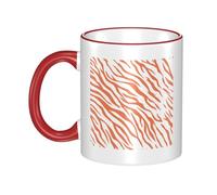 OKMIJNUHBY Tiger Stripe Dual-Sided Edge-Color Ceramic Mug - Premium Handcrafted Ceramic Coffee Mug with Vibrant Full-Edge Printed Design, Smooth Rim & Ergonomic Arc Handle for Home, Office & Gifting