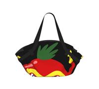 OKMIJNUHBY Tomato Superman Foldable Camping Tote Bag â€“ Premium All-Over Printed Round Picnic Blanket With Carry Handles, Waterproof Polyester Composite Fabric For Beach, Camping & Park Outings