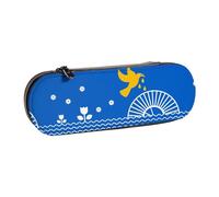 OKMIJNUHBY Ukrainian Dove of Peace Premium Hard-Shell Leather Pencil Case â€“ Stylish Brown Faux-Leather Pen Bag with Pe Injection Shell, Velvet-Lined Organizer for Pens, Makeup & Small Essentials