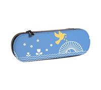 OKMIJNUHBY Ukrainian Dove of Peace Premium Hard-Shell Leather Pencil Case â€“ Stylish Brown Faux-Leather Pen Bag with Pe Injection Shell, Velvet-Lined Organizer for Pens, Makeup & Small Essentials