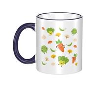 OKMIJNUHBY Vegetable Dual-Sided Edge-Color Ceramic Mug - Premium Handcrafted Ceramic Coffee Mug with Vibrant Full-Edge Printed Design, Smooth Rim & Ergonomic Arc Handle for Home, Office & Gifting