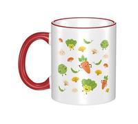 OKMIJNUHBY Vegetable Dual-Sided Edge-Color Ceramic Mug - Premium Handcrafted Ceramic Coffee Mug with Vibrant Full-Edge Printed Design, Smooth Rim & Ergonomic Arc Handle for Home, Office & Gifting