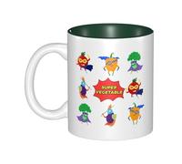 OKMIJNUHBY Vegetable Superman Dual-Sided Interior-Print Ceramic Mug - Elegant Handcrafted Ceramic Coffee Cup with Smooth Rim, Microwave-Safe Design & Vibrant Transparent Printing