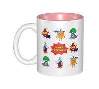 OKMIJNUHBY Vegetable Superman Dual-Sided Interior-Print Ceramic Mug - Elegant Handcrafted Ceramic Coffee Cup with Smooth Rim, Microwave-Safe Design & Vibrant Transparent Printing