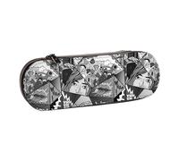 OKMIJNUHBY What The Comic Premium Hard-Shell Leather Pencil Case â€“ Stylish Brown Faux-Leather Pen Bag with Pe Injection Shell, Velvet-Lined Organizer for Pens, Makeup & Small Essentials