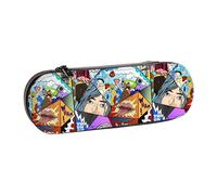 OKMIJNUHBY What The Comic Premium Hard-Shell Leather Pencil Case â€“ Stylish Brown Faux-Leather Pen Bag with Pe Injection Shell, Velvet-Lined Organizer for Pens, Makeup & Small Essentials