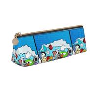 OKMIJNUHBY What The Monsteradvanced Leather Triangular Pencil Case-Full Printed Design, Cross-Textured PVC Leather Shell, 100% Polyester Fiber Lining, Compact and Stylish, Can Store Pen Art Supplies.