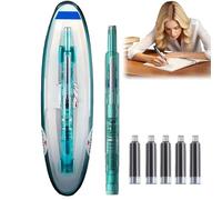 OKMINI 0.38MM Fountain Pen Retractable,Black Ink Fountain Pens with Replaceable Transparent Barrel,Pressable Medium Nib Fou/ntain P/en for Smooth Writing,Space Capsule Shape Refillable Fou/ntain P/en