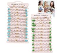 OKMINI 24PCS Team Bride Bracelets,Hen Party Bracelets,Wedding Accessory with Lettering Beads,Team B/racelet Beaded for The Bride Bridesmaids,Clay B/racelets for Wedding Bachelorette,Blue and Green