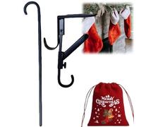 OKMINI Heavy Duty Adjustable Garland Hanger, 2 in 1 Fireplace Stocking, Door Hanger for Wreath, Durable Hanger for Front Door, Mantle Garland Hangers, Black