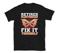 OKMN76huc Retired Electrician Fix It Yourself Wiring Electrical Design T-Shirt Black M