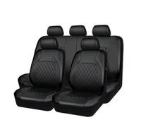 OKMNJHY 9pcs Car Leather Seat Cover Sets, For Citroen C4 Cactus Hatchback 2014-2019 Full Surround Pu Leather Seat Covers Car Waterproof & Breathable Interior Accessories,B/9pcs Set Black