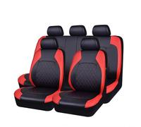 OKMNJHY 9pcs Car Leather Seat Cover Sets, For Nissan Qashqai 2010-2014 Full Surround Pu Leather Seat Covers Car Waterproof & Breathable Interior Accessories,C/9pcs Set Red