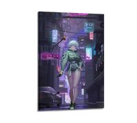 OKMNJU Cyberpunk Street Style Girl Listening to Music Art Poster Poster Decorative Painting Canvas Wall Posters And Art Picture Print Modern Family Bedroom Decor Posters 12x18inch(30x45cm)