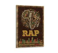 OKNGB African Rap Music Poster Hiphop Map Microphone Art Poster Decorative Painting Canvas Wall Posters And Art Picture Print Modern Family Bedroom Decor Posters 12x18inch(30x45cm)