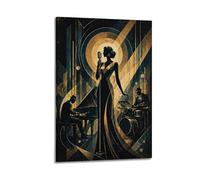 OKNGB Art Deco Modern Music Poster Jazz Singer Poster Decorative Painting Canvas Wall Posters And Art Picture Print Modern Family Bedroom Decor Posters 20x30inch(50x75cm)