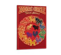 OKNGB Chinese Twelve Animals Paper-cut Style Cultural Poster Modern Decorative Canvas Prints - Ideal Wall Art for Family, Game Room, Kids, Boys & Girls Bedroom 20x30inch(50x75cm)