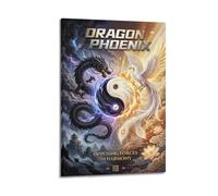 OKNGB Chinese Yin Yang Tai Chi Zen Poster Dragon Phoenix Modern Decorative Canvas Prints - Ideal Wall Art for Family, Game Room, Kids, Boys & Girls Bedroom 16x24inch(40x60cm)