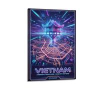 OKNGB Cyberpunk Aesthetic Vietnam Hanoi Map Poster Poster Decorative Painting Canvas Wall Posters And Art Picture Print Modern Family Bedroom Decor Posters 16x24inch(40x60cm)