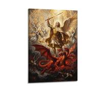 OKNGB Divine Justice Christian Saint Michael Archangel Poster Modern Decorative Canvas Prints - Ideal Wall Art for Family, Game Room, Kids, Boys & Girls Bedroom 16x24inch(40x60cm)