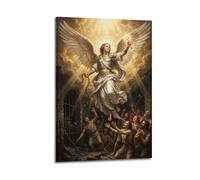 OKNGB Divine Justice Christian Saint Michael Archangel Poster Modern Decorative Canvas Prints - Ideal Wall Art for Family, Game Room, Kids, Boys & Girls Bedroom 24x36inch(60x90cm)