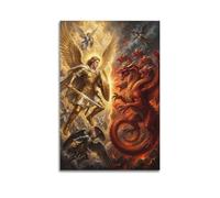 OKNGB Divine Justice Christian Saint Michael Archangel Poster Modern Decorative Canvas Prints - Ideal Wall Art for Family, Game Room, Kids, Boys & Girls Bedroom 20x30inch(50x75cm)