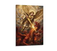 OKNGB Divine Justice Christian Saint Michael Archangel Poster Modern Decorative Canvas Prints - Ideal Wall Art for Family, Game Room, Kids, Boys & Girls Bedroom 20x30inch(50x75cm)