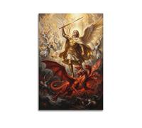 OKNGB Divine Justice Christian Saint Michael Archangel Poster Modern Decorative Canvas Prints - Ideal Wall Art for Family, Game Room, Kids, Boys & Girls Bedroom 12x18inch(30x45cm)