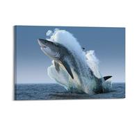 OKNGB Great White Shark Hunting Ocean Predator Poster Poster Decorative Painting Canvas Wall Posters And Art Picture Print Modern Family Bedroom Decor Posters 20x30inch(50x75cm)