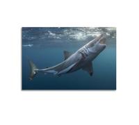 OKNGB Great White Shark Hunting Ocean Predator Poster Poster Decorative Painting Canvas Wall Posters And Art Picture Print Modern Family Bedroom Decor Posters 24x36inch(60x90cm)