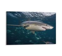 OKNGB Great White Shark Hunting Ocean Predator Poster Poster Decorative Painting Canvas Wall Posters And Art Picture Print Modern Family Bedroom Decor Posters 20x30inch(50x75cm)