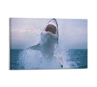 OKNGB Great White Shark Hunting Ocean Predator Poster Poster Decorative Painting Canvas Wall Posters And Art Picture Print Modern Family Bedroom Decor Posters 24x36inch(60x90cm)