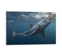 OKNGB Great White Shark Hunting Ocean Predator Poster Poster Decorative Painting Canvas Wall Posters And Art Picture Print Modern Family Bedroom Decor Posters 20x30inch(50x75cm)