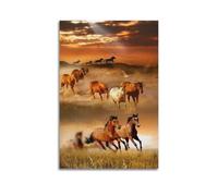 OKNGB Horses Prancing Poster Golden Prairie Sunset Poster Decorative Painting Canvas Wall Posters And Art Picture Print Modern Family Bedroom Decor Posters 12x18inch(30x45cm)