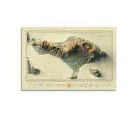 OKNGB Indonesia Bali Map Retro 2D Map Poster Decorative Painting Canvas Art Picture 12x18inch(30x45cm)