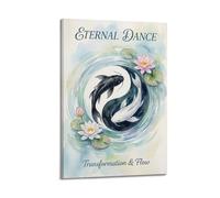 OKNGB Japan Style Yin Yang Koi Zen Peaceful Pond Poster Modern Decorative Canvas Prints - Ideal Wall Art for Family, Game Room, Kids, Boys & Girls Bedroom 24x36inch(60x90cm)