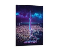 OKNGB Japan Tokyo Skytree Neon Map Poster Poster Decorative Painting Canvas Wall Posters And Art Picture Print Modern Family Bedroom Decor Posters 20x30inch(50x75cm)