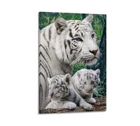 OKNGB Jungle Beast Poster White Tiger Family Habitat Poster Decorative Painting Canvas Wall Posters And Art Picture Print Modern Family Bedroom Decor Posters 20x30inch(50x75cm)